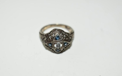 Vintage Sterling Silver Rhinestone Ring 4.5