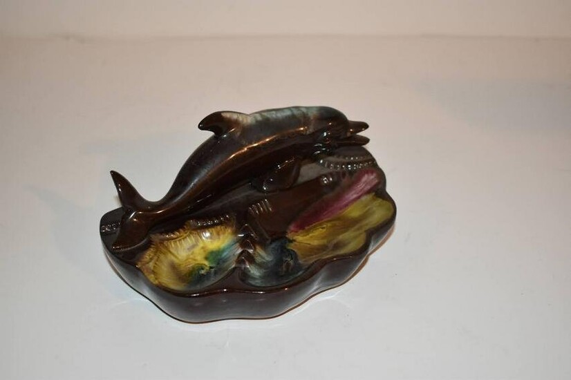 Vintage souvenir Ceramic Dolphin Ashtray 7.5''