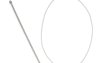 WHITE GOLD AND DIAMOND NECKLACE AND BRACELET