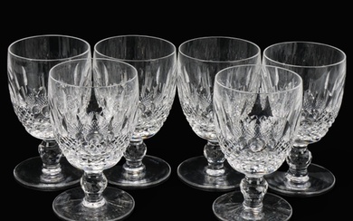 Waterford Glass, set of 6 cut-glass wine goblets, height 13....