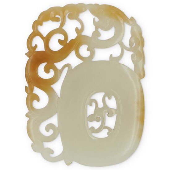 White Jade Pierced BI Dragon Plaque