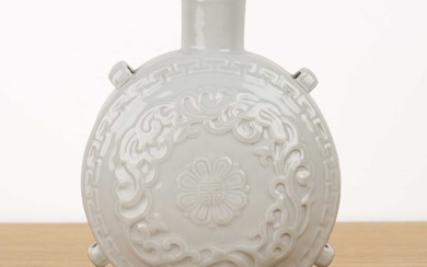 White glazed porcelain moon flask Chinese, 18th/19th Century with a...