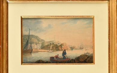 William PAYNE (1755/60-c.1830) L'obélisque et la maison du ferry à Mount Edgecombe Aquarelle Signé en...