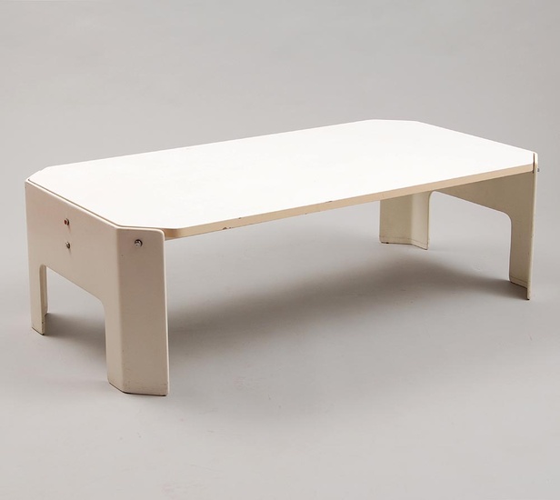 Wood and plastic rectangular white-lacquered coffee-table, design Kho Liang Le...