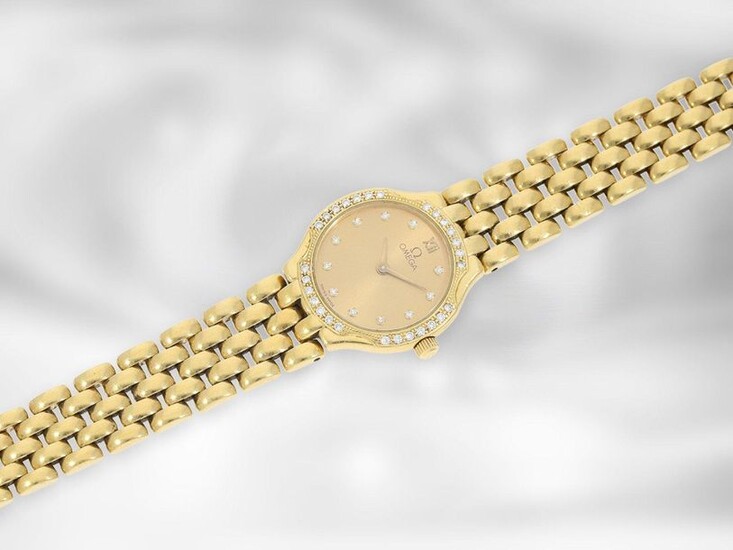 Wrist watch: gold vintage ladies watch with diamonds, 'Omega De Ville', 18K gold