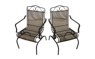 Wrought Iron Spring Chairs - Pair