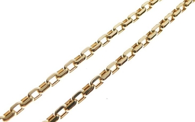 Yellow metal necklace of brick-link design, stamped 14kt, 10.7g...
