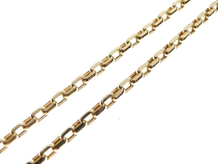 Yellow metal necklace of brick-link design, stamped 14kt, 10.7g...