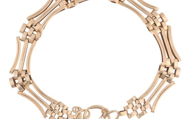 gA late 20th century 9ct gold gatelink chain bracelet, with ...