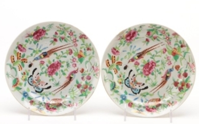 Chinese Hand-Painted Rose Medallion Style Plates