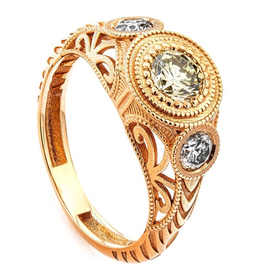 0.90 tcw VS1 Diamond Ring - 14 kt. Pink gold - Ring - 0.54 ct Diamond - 0.36 ct Diamonds