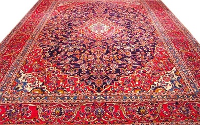 10 x 14 Persian Kashan Rug BLUE RED