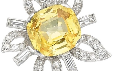 10037: Cartier Ceylon Yellow Sapphire, Diamond, Platinu