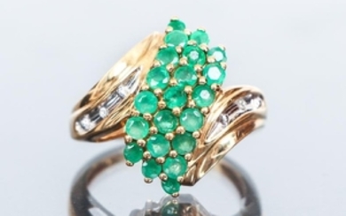 Emerald Diamond and 14 K Gold Ring