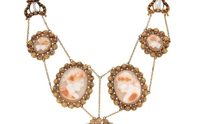 Gold and Shell Cameo Necklace