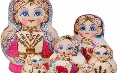 10pc Russian Made Hand Painted Matryoshka Nesting Dolls