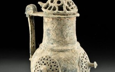 11th C. Egyptian Coptic Bronze Lidded Incense Burner