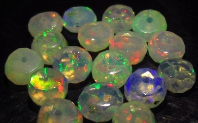 6.66 Ct Genuine 17 Drilled Round Faceted Opal Beads