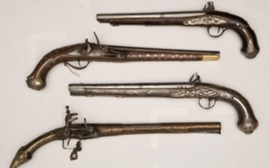 Three Middle Eastern Style and one Balkan "Rat Tail Pistols