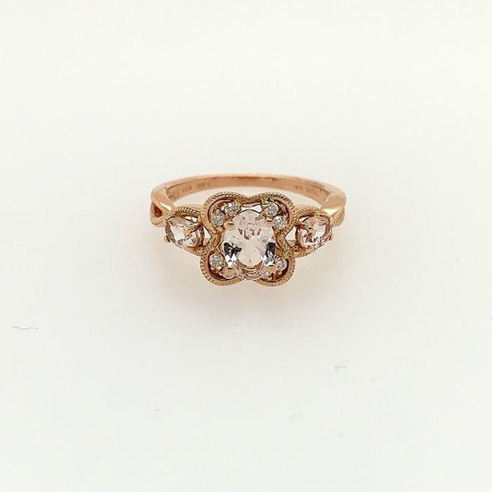 14 kt. Pink gold - Ring - 1.00 ct Morganite - Diamonds