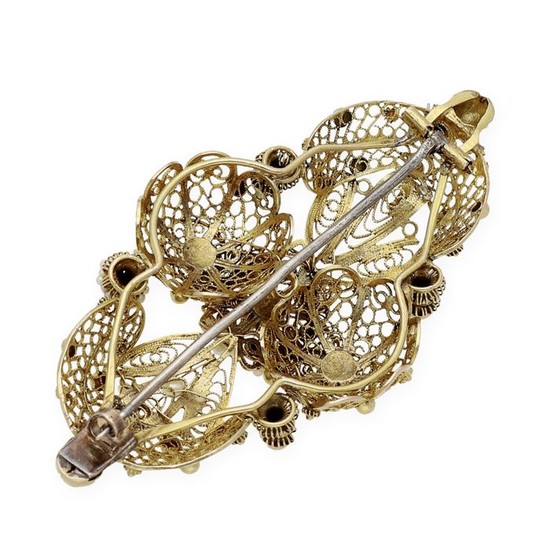 14 kt. Yellow gold - Brooch Pearl