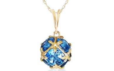 14K Solid Gold Necklace With Natural Blue Topaz