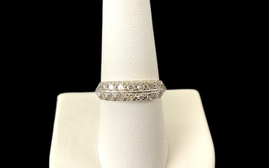 14K White Gold Double Row Diamond Ring