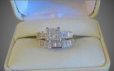 14K Yellow Gold Diamond Bridal Ring Set 3.00 Ctw sz 8