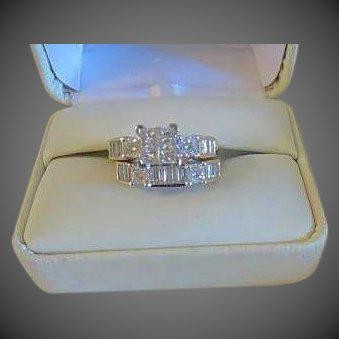 14K Yellow Gold Diamond Bridal Ring Set 3.00 Ctw sz 8