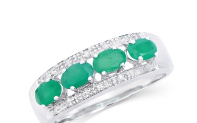 14KT White Gold 1.01ctw Emerald and Diamond Ring