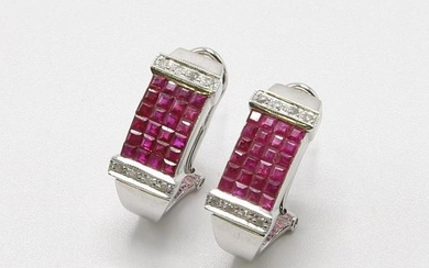 14KW Gold Ruby and Diamond Earrings