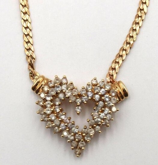 14Kt Yellow Gold Diamond Heart Necklace