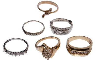 14k and 10k Gold and Diamond Ring Assortment