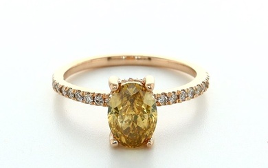 1.51 Tcw Diamonds ring - 14 kt. Pink gold - Ring - 1.21 ct Diamond - Diamond