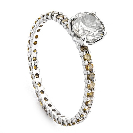 1.52 tcw VS2 Diamond Ring - 14 kt. White gold - Ring - 0.90 ct Diamond - 0.62 ct Diamonds