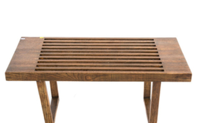 Oak slat-top coffee table / bench