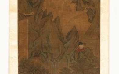 17TH OR 18TH C. CHINESE WATERCOLOR ON SILK SCROLL