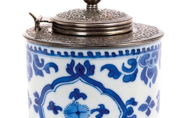 17th century Chinese blue and white porcelain pot converted to an inkwell