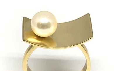 18 kt. Akoya pearl, Yellow gold, 8 mm - Ring