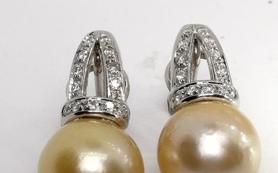 18 kt. Gold, South sea pearl - Earrings Mixed - Diamonds