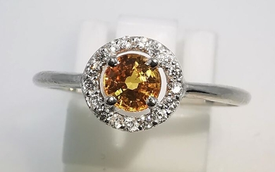 18 kt. White gold - Ring - 0.23 ct Sapphire - Diamonds