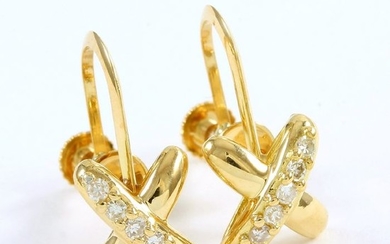 18 kt. Yellow gold - Clip-on Earrings - 0.12 ct Diamond