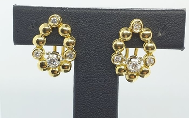18 kt. Yellow gold - Earrings - 0.30 ct Diamond - Diamonds