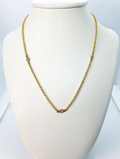 18 kt. Yellow gold - Necklace - 0.09 ct Diamonds