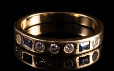 18 kt. Yellow gold - Ring - 0.50 ct Sapphire - Diamond