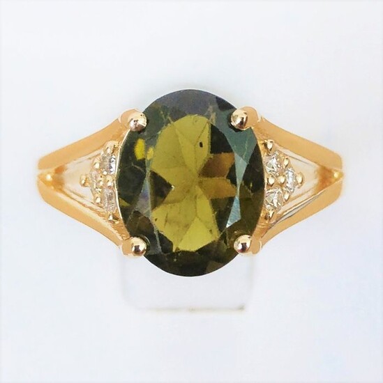 18 kt. Yellow gold - Ring - 2.44 ct Garnet - Diamond