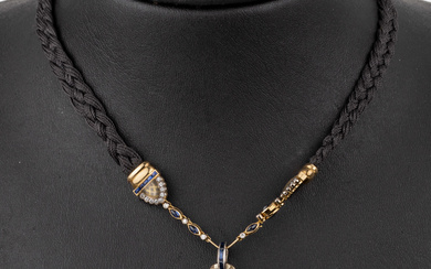 18 kt gold brilliant-necklace , YG/WG 750/000, tested, necklace part...
