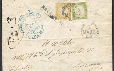 1860, Modena, raccomandata da Modena per Bazzano del 7 marzo 1860
