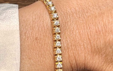 18K Yellow Gold Diamond Ankle Tennis Bracelet