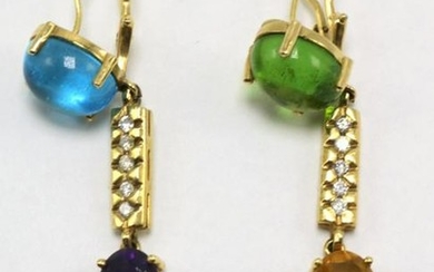 18Kt Semi-Precious Gemstone & Diamond Earrings